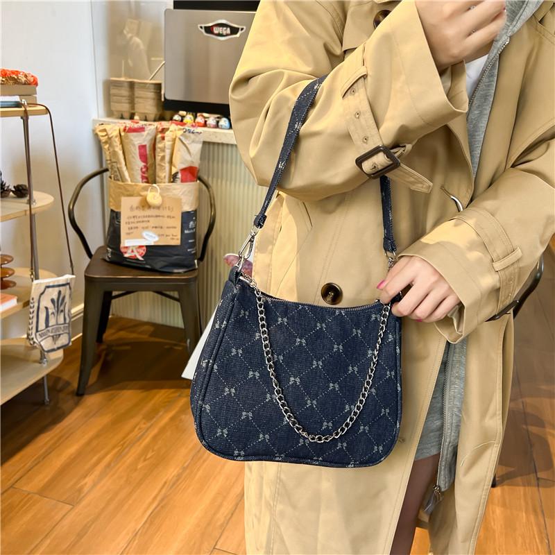 

Модные женские сумки в клетку, классная сумка для девочек, модная джинсовая женская маленькая сумка на плечо, кошельки-тоут с цепочкой