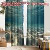 2pcs, 2D FLAT PRINTING Curtains (Without Rod) Ocean Serenity Popular Curtains&Drapes Festival Versatile Polyester Curtains