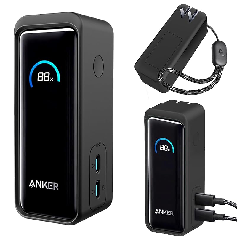 

For Anker Prime Power Bank (9600mAh, 65W, Fusion) for case cover [NOUKAJU] wireless earphones silicon protective case (With strap ) Fall prevention