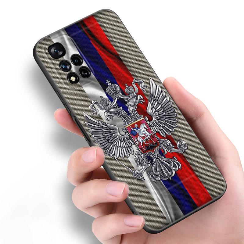 Russia Flag National Emblem Black Silicone Phone Case For Xiaomi POCO X3 X4 NFC F5 M3 M4 M6 X5 X6 Pro F3 F4 GT 5G C55 C65 M5