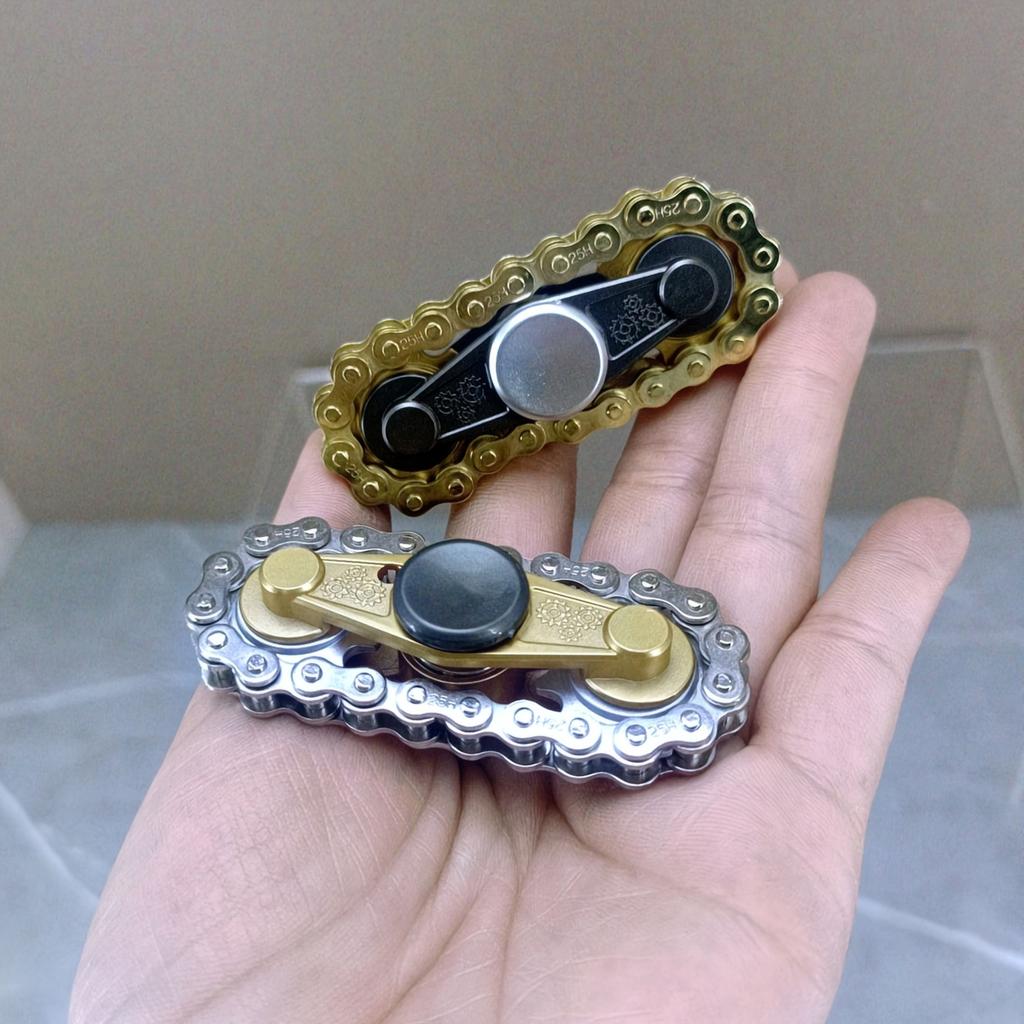 Alloy Spinning Gear Fidget Spinner, Bicycle Chain Design Metal Toy, Perfect for Office Desk, Father's Day Gift