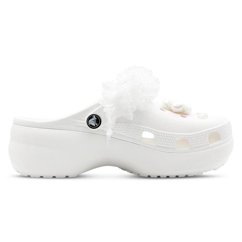 Crocs Classic Platform Clog EVA Sweet Fashion Trend Commuter Personality Simple Hole Shoes Women's White