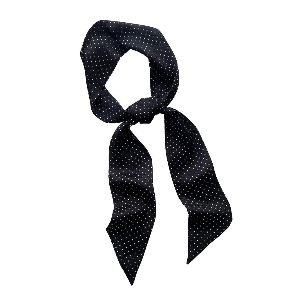 Casual Long Polka Dot Silk Scarf Versatile Tie Hair Bag Multi-Functional Streamer With Shirt Decoration Small Scarf