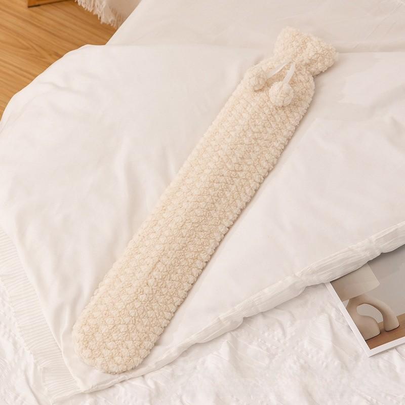 Cartoon Cat Shape Long Hot Water Bag With Soft Short Plush For Warmth And Gift Giving