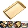 1Pcs Stainless Steel Rectangular Bake Pan Smooth Edges Bbq Camping Party Graduation Serving Plate Sushi Plate Food Container