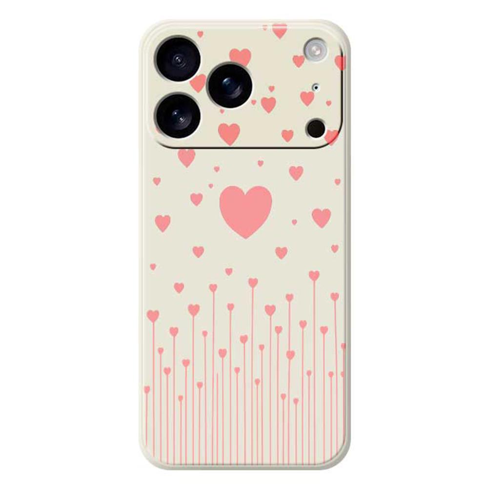 For iPhone 17 Pro Max Case Pink Love Pattern Printing Straight Edge TPU Phone Back Cover