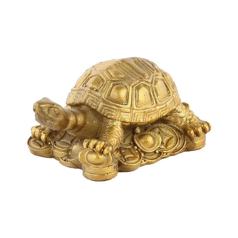 Brass - Small Money Pair Thousand-Year Fu Lu Shou Three-Generation Turtle Ornaments W