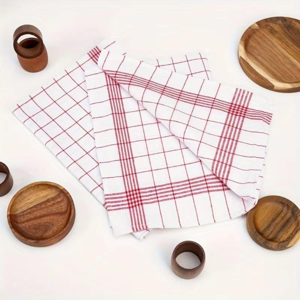 5PCS Reusable Plaid Dish Towel Quick Drying Checkered Kitchen Towels  Washing Dishes