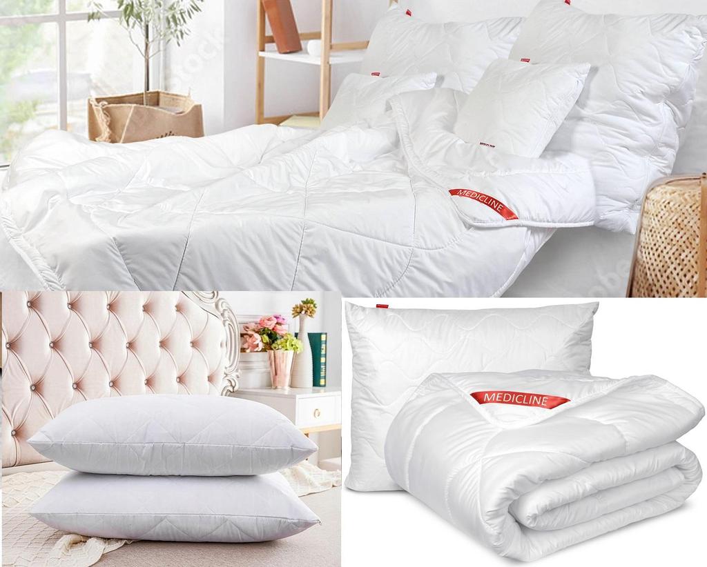 2 Poduszki  + kołdra zestaw całoroczna biała mikrofibra