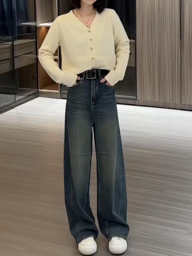 Plus Size Women's High Waist Wide Leg Jeans - Slimming Fit, Fall 2024 Collection