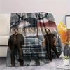 1Pc Supernatural Brothers Print Flannel Blanket, High quality Comfortable for All Seasons, Home Decor, Warmth and Comfort, Perfect for Christmas Gifts