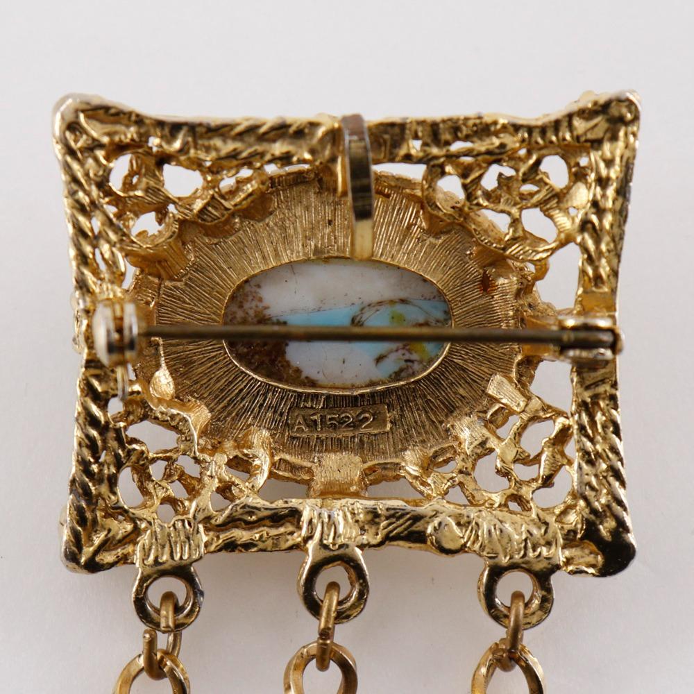 Brooch vintage Turquoise/Plated Gold 37.8g Women Used