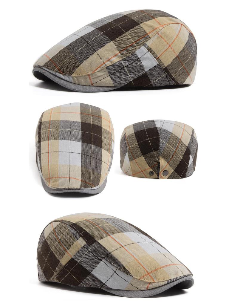 Spring/Summer Plaid Retro Beret Hat - Unisex Casual British Style Flat Cap