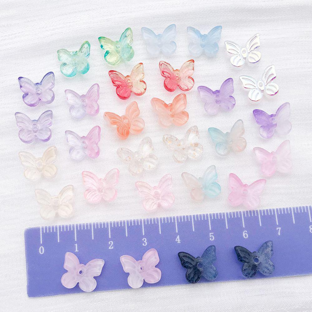 Set of 30 Colorful Transparent Glass Butterfly Charms for DIY Jewelry and Crafting