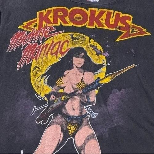 Krokus 1984 Midnite Maniac Blitz Tour 1984 Cotton Black Unisex T-shirt Men Women Unisex T-Shirt S
