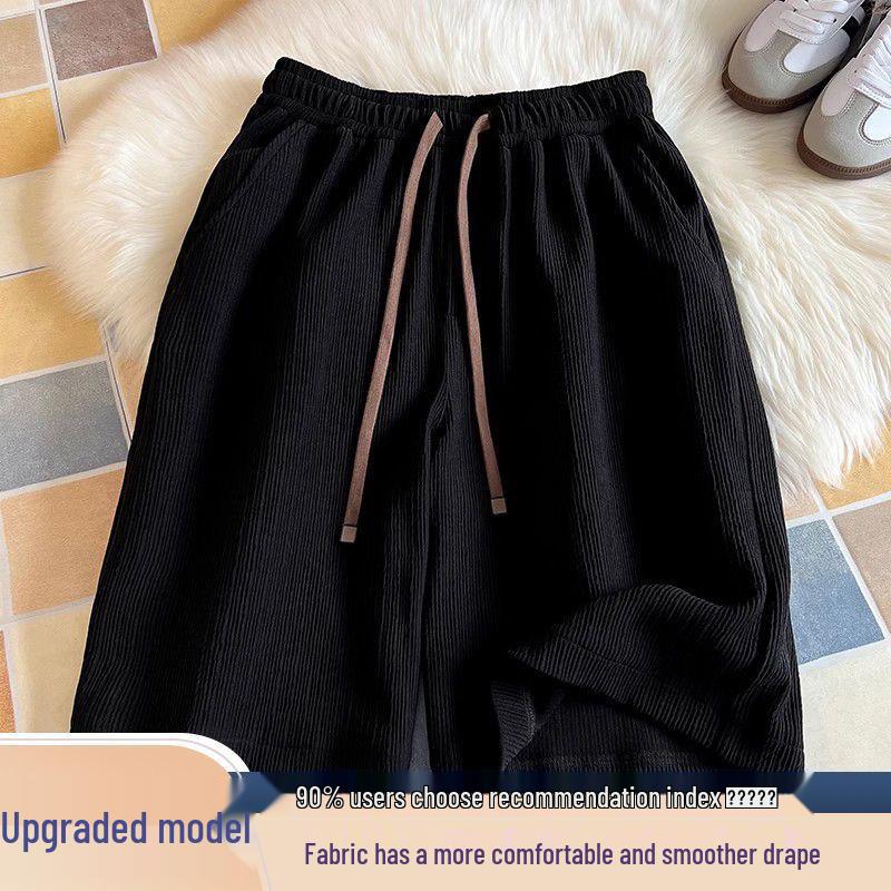 

Женские летние спортивные повседневные шорты с высокой посадкой - Свободные, прилегающие, универсальная посадка M чёрный