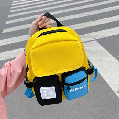 Children's Backpack  New Contrast Color Letter Printed Boys Girls School Bag Childlike Cute Kindergarten Kids Nylon Backpack