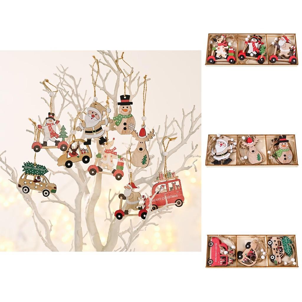 Wooden Christmas Charming Decor Set Featuring Adorable Santa Claus And Sleigh Designs Perfect For Cheer Holiday