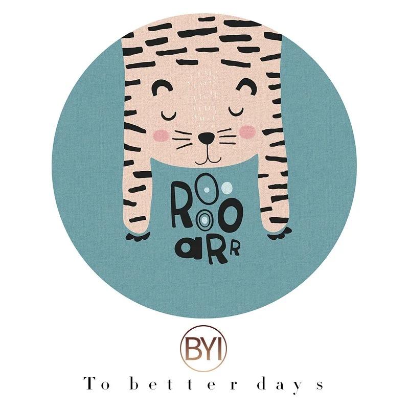 Cute Round Rug Kids Rooms Carpets Bedroom Cartoon Decoration Bedside Rugs Living Room Carpet Study Non-slip Chair Floor Mat