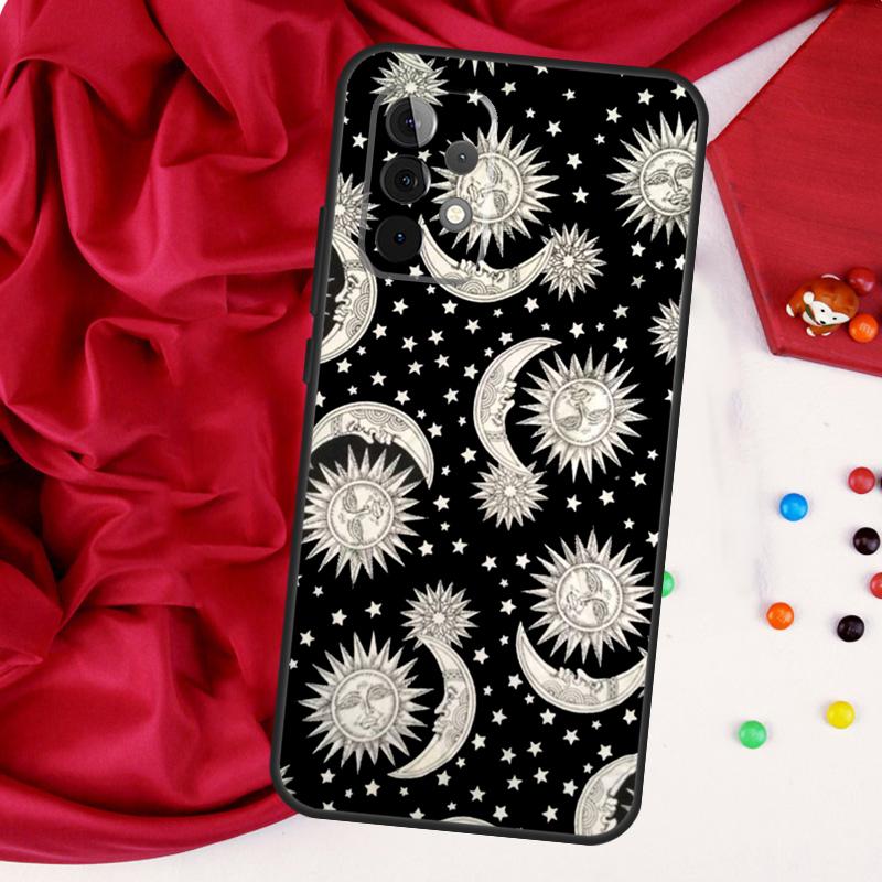 Vintage Moon and Sun Stars For Samsung Galaxy A15 A55 A53 A33 A35 A22 A32 A52 A54 A34 A14 A56 A36 A26 A16 A05 A06 Case