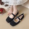 Fashion New Women's Single Shoes Fashion Square Toe Comfortable Mesh Flat Loafers Buckle Strap Woven Shoes Breathable Casual Soft Sole