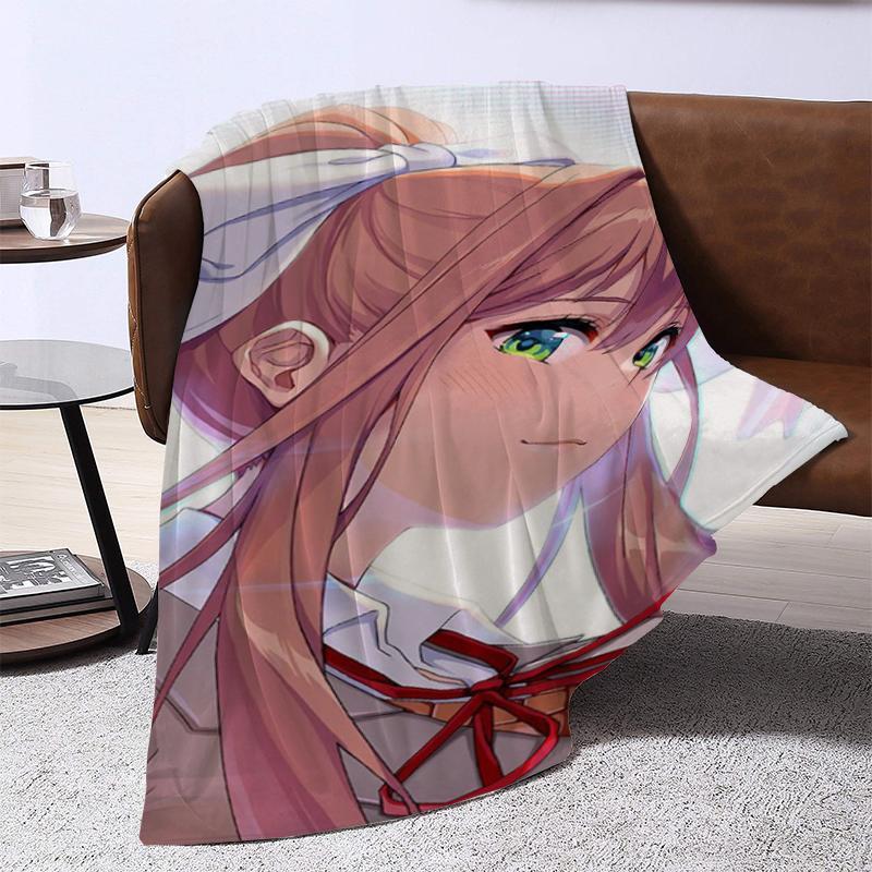 D-Doki Doki L-Literature Club Anime Throw Summer Blanket Fluffy Microfiber Bedding Portable Bed Blankets for Decorative Sofa