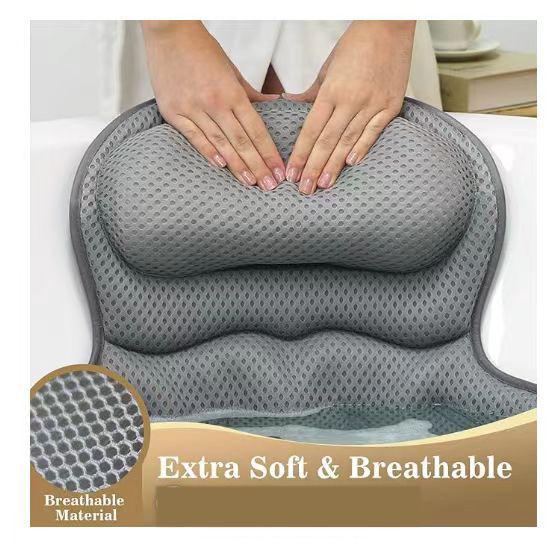Bath Pillow Luxury Bathtub Pillow, Back Neck Support Pillow,Ergonomic Tub Pillow for Bath with 3D/4D Air Mesh,Portable Bathtub Accessories