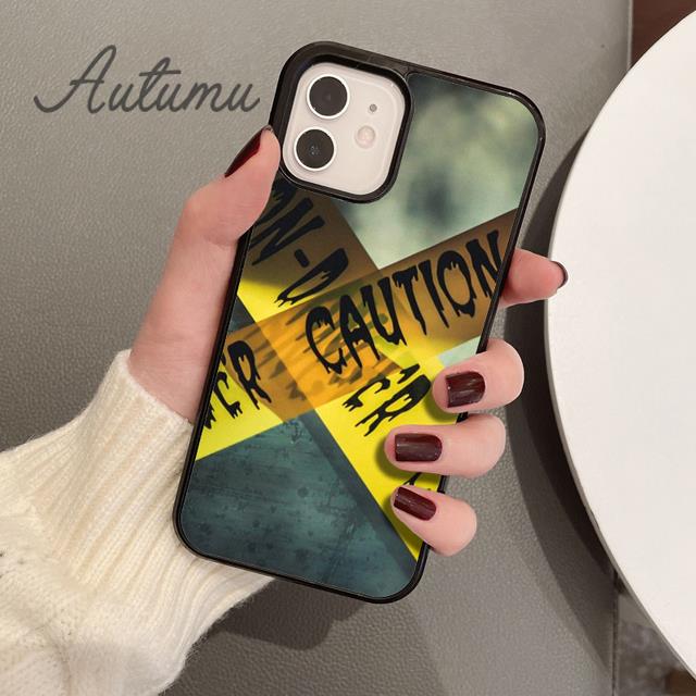 Funny Caution Tape Danger Phone Case for iPhone 11 12 13 14 Pro Max Mini XR XS SE 2020 6S 7 8 Plus Samsung Galaxy S21 S22 Cover