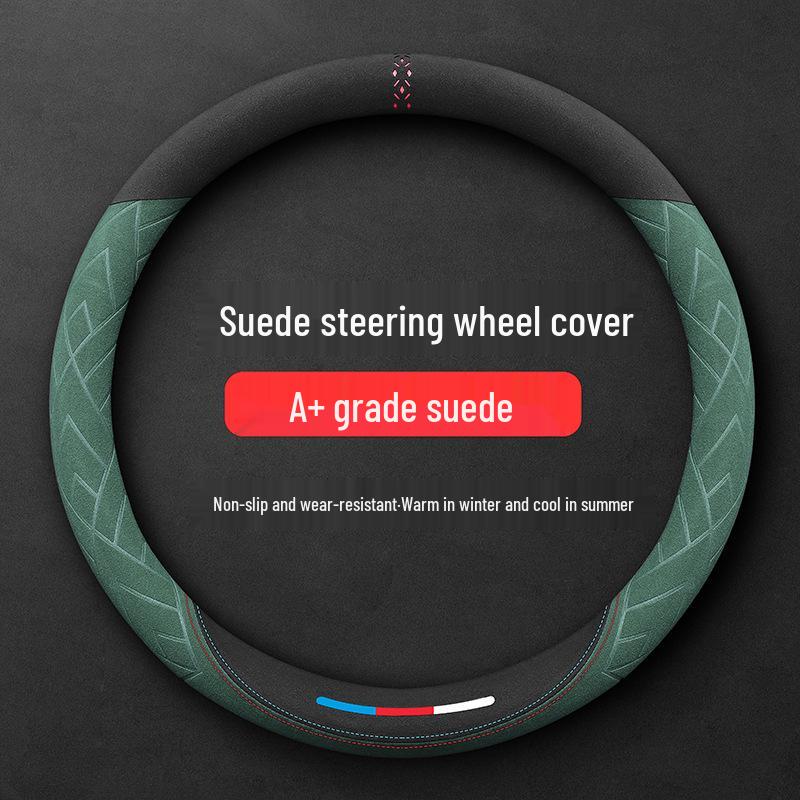 Plush Italian Suede Steering Wheel Cover: Ultra-Thin, Non-Slip, Sweat-Absorbent, Four Seasons Use