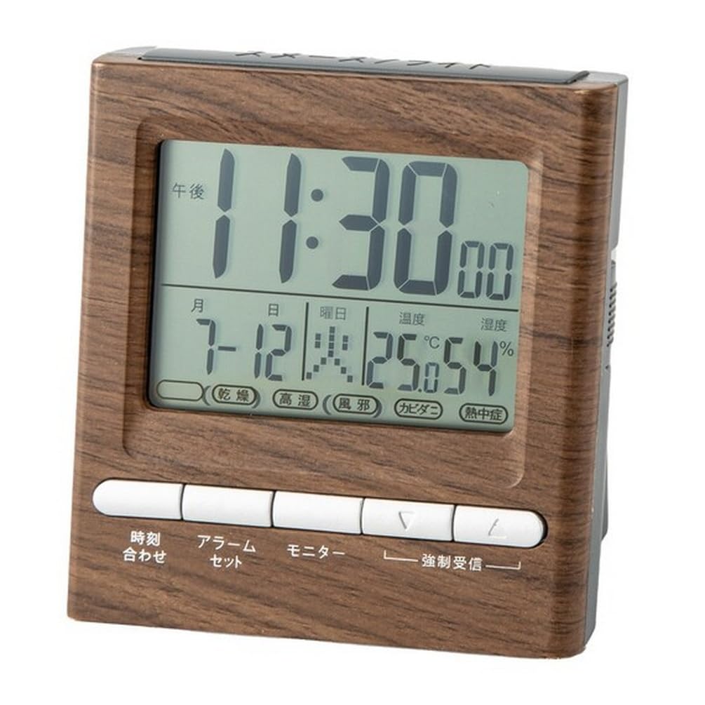 Nitori digital clock 001TR Medium brown Width 9 x Depth 5 x Height 10 cm 8172699 (NITORI) Radio-controlled