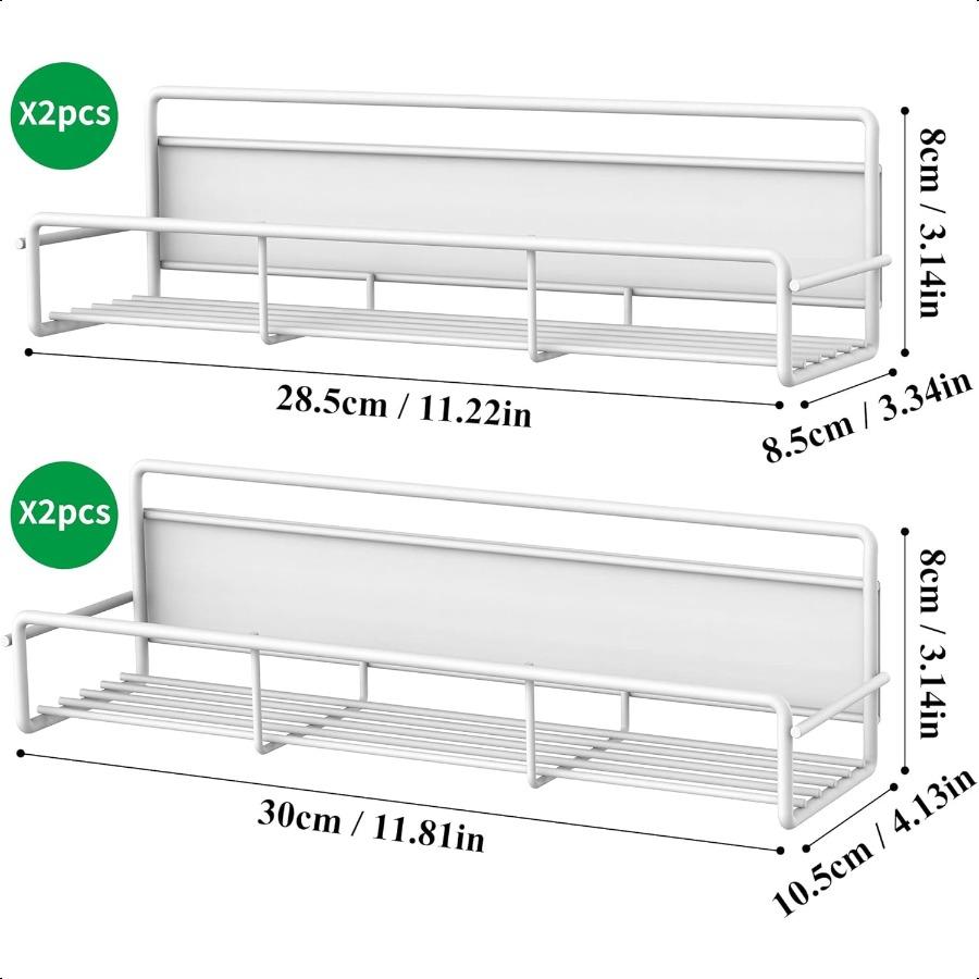 

Набор из 4 магнитных органайзеров для специй для холодильника и микроволновой печи, металлическая полка для холодильника для кухни, белая United States