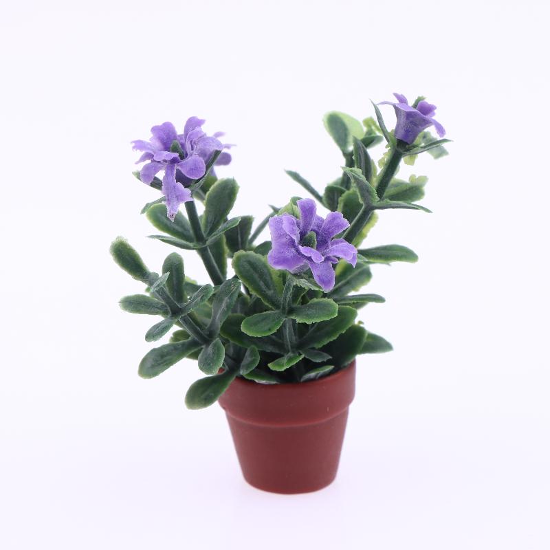 

1/12 Dollhouse Simulation Flower Potted Model Dollhouse Micro Landscape Garden Scene Ornament Doll House Decoration Toys фиолетовый