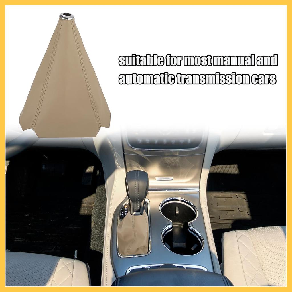 Shift Boot Cover Dust Proof Universal for Vehicle Car Beige PU Leather Auto Replacement Parts