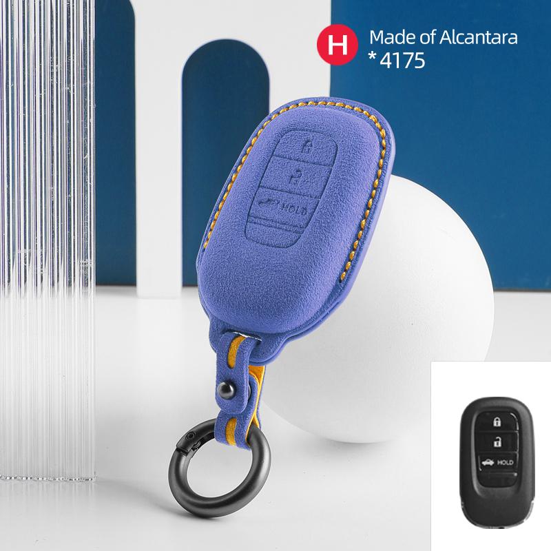Car Key Case Cover Shell For Honda Civic Accord Hrv Crv 3 4 Button Suede Remote Protector Interior Accessories
