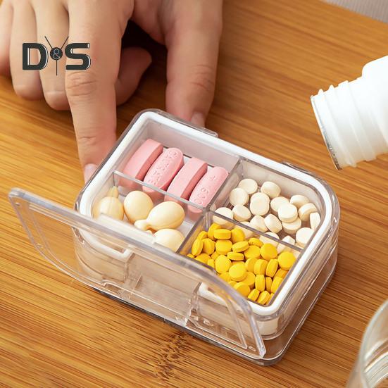 3 w 1 Przecinarka do tabletek Pudełko do przechowywania tabletek Odporne na wilgoć Przenośne Przezroczyste Wielofunkcyjne etui do przenoszenia tabletek