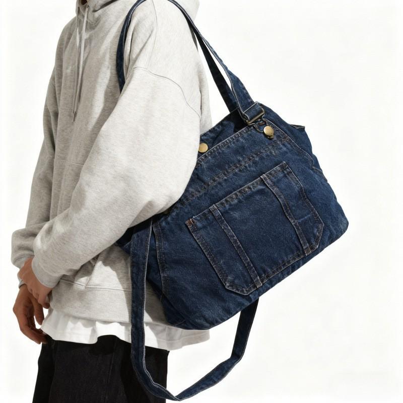 Korean Retro Denim Bag Armpit Large-capacity Tote Commuter Washed Cloth Fashionable All-matching Shoulder Trendy