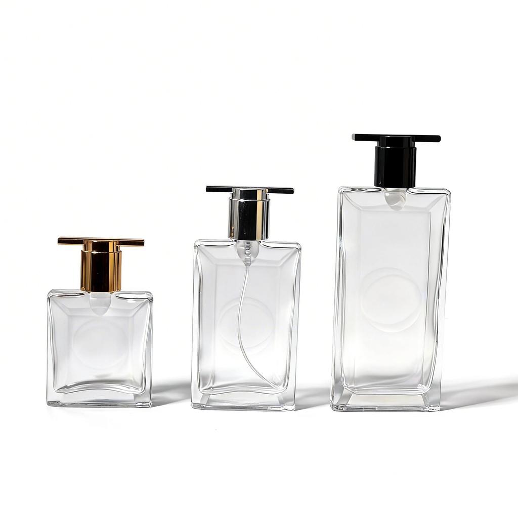 Gradient Glass Perfume Decanter Spray Bottle - Flat Square Design (30ml, 50ml, 80ml, 90ml)