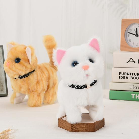 Electric Plush Cat Cognitive Ability Interactive Fine Workmanship Barking Walking Electric Cat Plush Toys for Kids