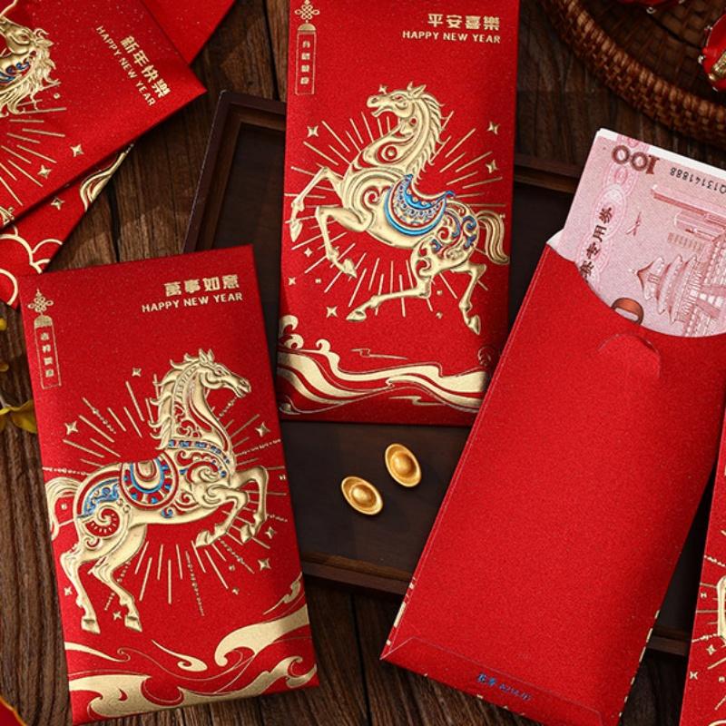 6Pcs Cute Horse Year Red Envelopes For 2026  Year Spring Festival Red Packet Cartoon Pony Pattern Lucky Money Packets