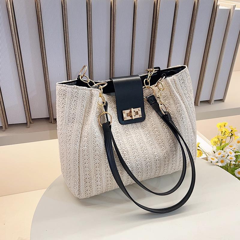 

Только красивая женская сумка новая сумка через плечо большая вместимость сумка-тоут пляжный отпуск соломенная повседневная сумка чёрный