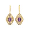Amethyst Filigree Dangle Women Wedding Earrings-925 Sterling Silver