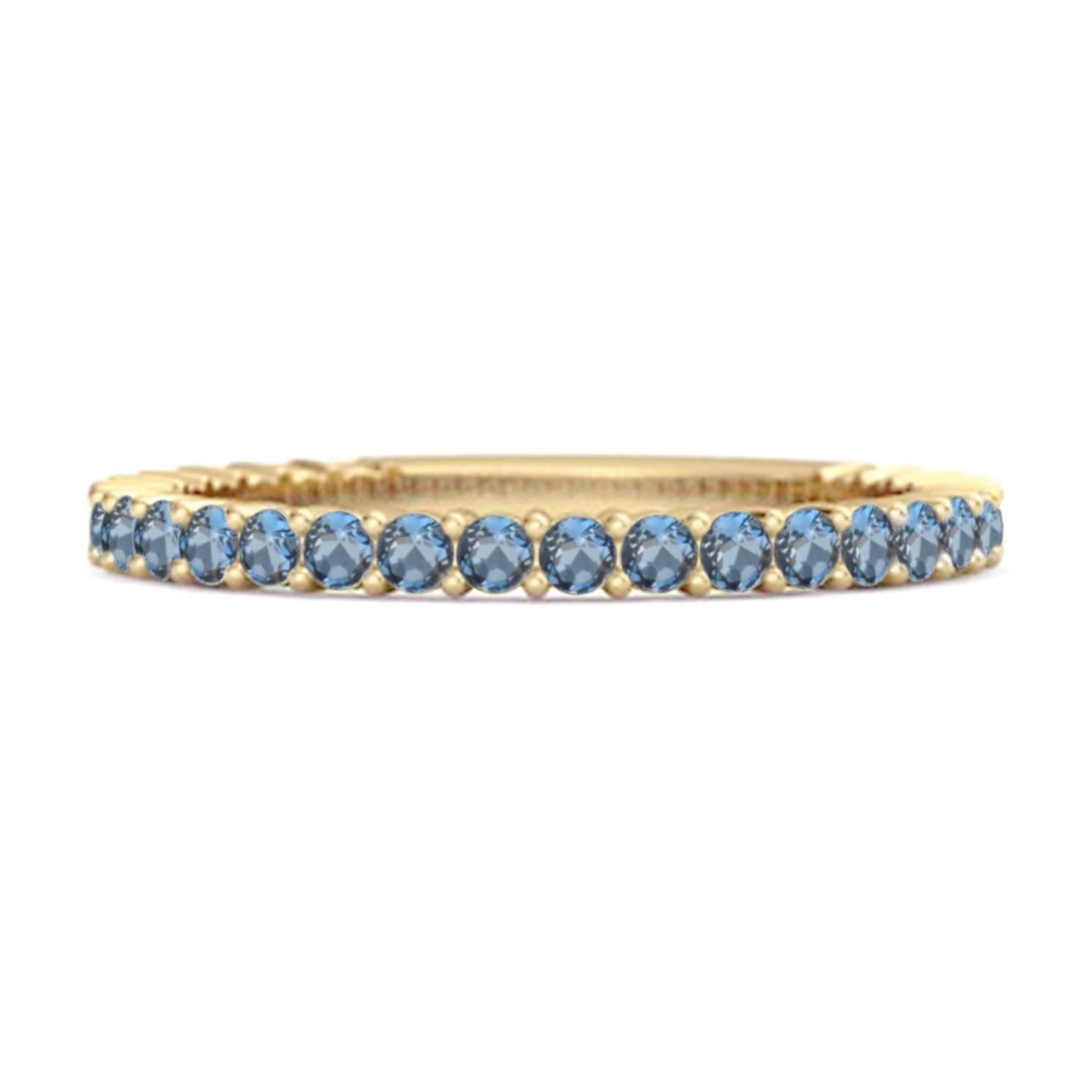 

London Blue Topaz Eternity Band Ring - 925 Sterling Silver Gold Vermeil 12 жовтий