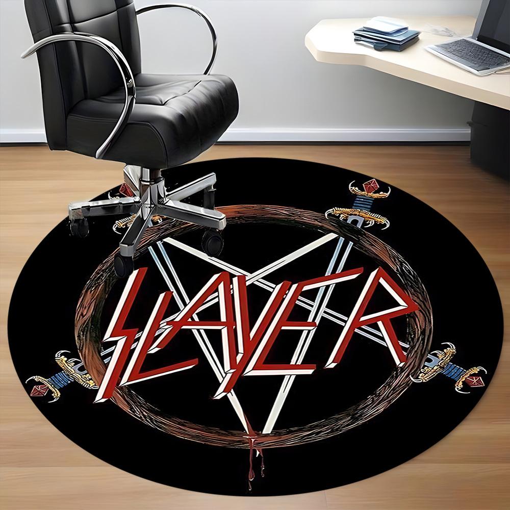 1 szt. Dywanik Okrągły Muzyka Slayer Biuro Mata Wewnętrzna Odpowiednia do Biura, Pod Krzesła Biurowe Sypialnia Salon Dekoracja Domu DT1212099