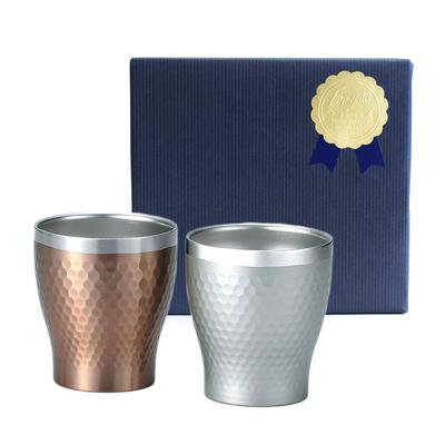 Maehata Thermolock Tumbler Pair Silver Bronze Vacuum Insulated Double Structure Stainless Steel Premier Aoyama Luxe 290ml Gift Wrapped Wrapping 29828