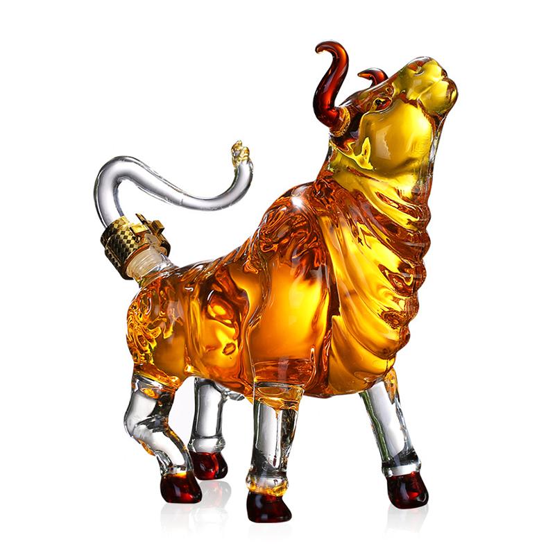 1000ml Sklenice pro dobytek Láhev na víno Ovocná šťáva Whisky Borosilikát Zvířecí umění a řemesla Ozdoba Dekorace pro bar Dárek