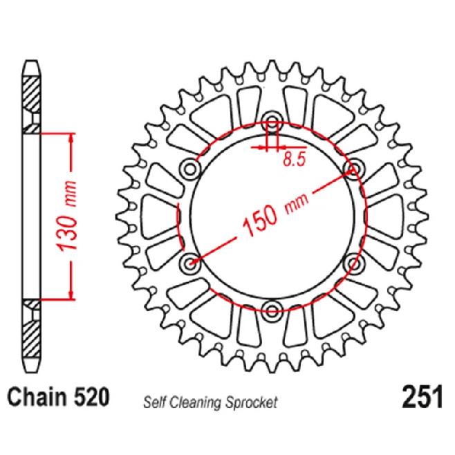 520 Motorcycle Rear Sprocket For Yamaha YZ125 YZ250 YZ250F YZ426F YZ450F YZ400 YZ450FX YZ250X TTR230 WR250F WR450F WR400F WR426F