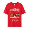 Merry Christmas Yall Sugar Skull Christmas Family Pajamas TShirt Cotton Tops Tees Fitted Unisex Tshirts Casual Fitness Tight