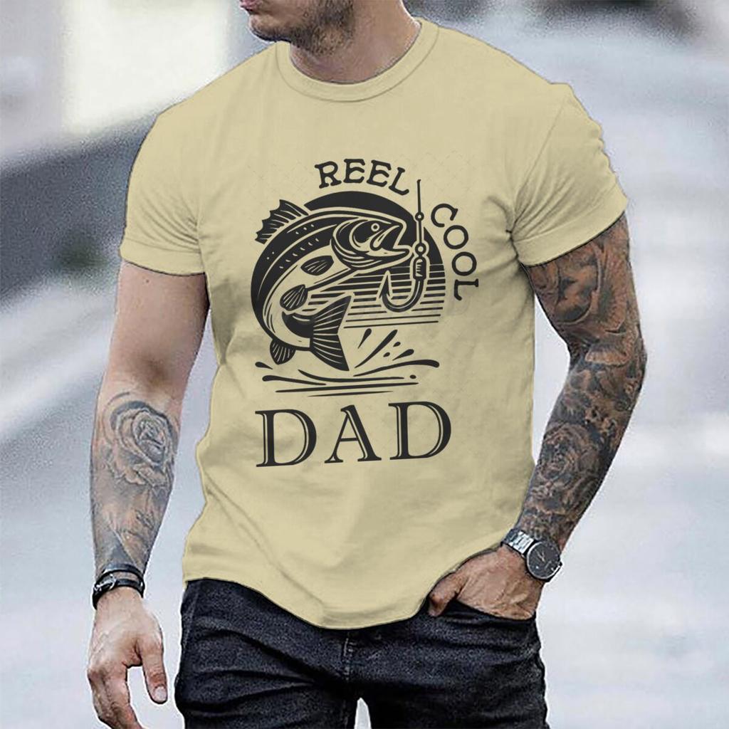 Reel Cool Dad Vintage Fisherunisex Tshirt Fathers Day Fun Daddy Tshirt Unisex Round Neck Short Sleeve Tees Male Tshirt Gift