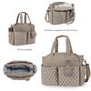 Geometric Print Mummy Shoulder Bag with Pacifier Holder - Travel Bag for Mother and Baby