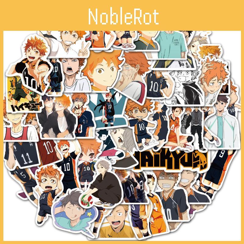 Anime Haikyuu!! 52-piece Sticker Set With Waterproof Multi-color Decals For Laptops And Bikes